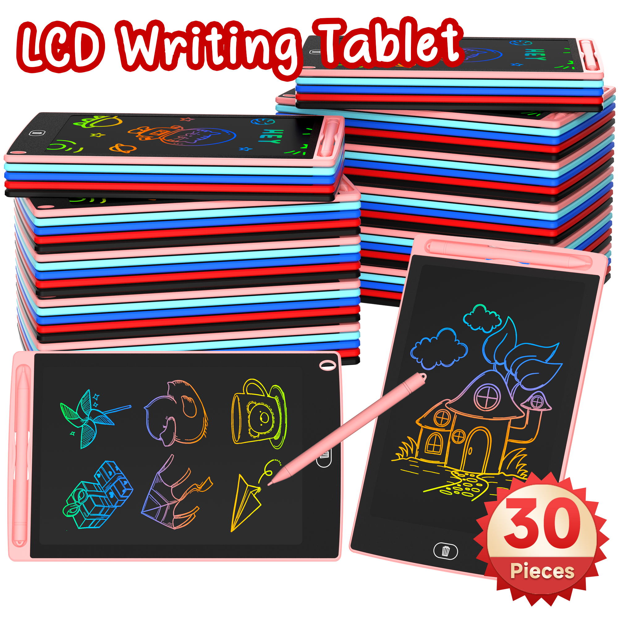 Kids Education Tablet - 30 قطعة من أقراص الرسم LCD