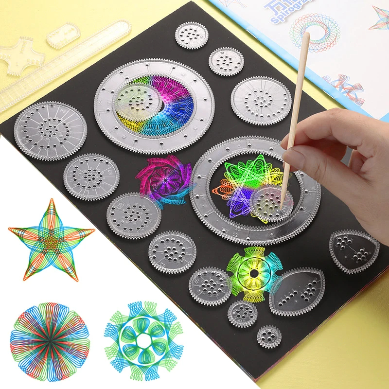 Kids Education Template - مضحك السنبوغراف رسم مجموعة ألعاب التروس