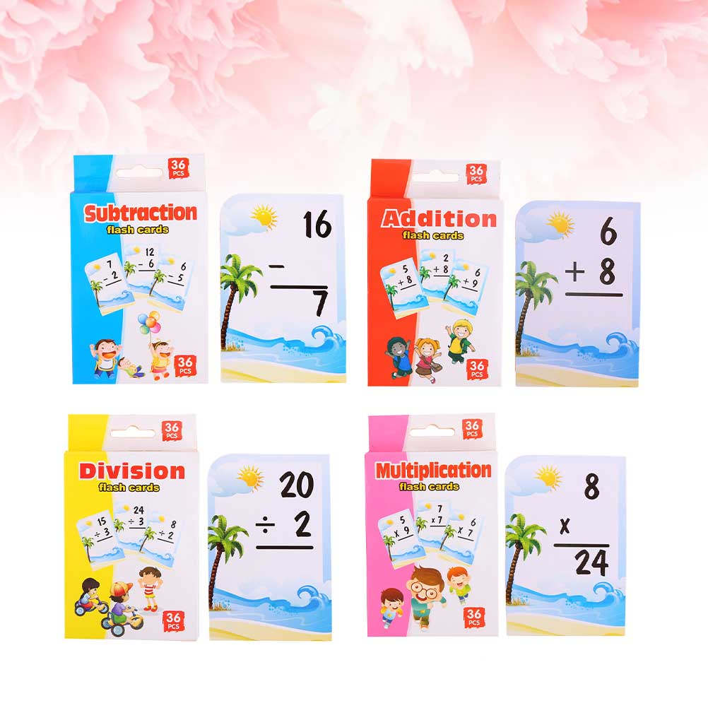 Kids Education Card - 4 صناديق من بطاقات دراسة الرياضيات