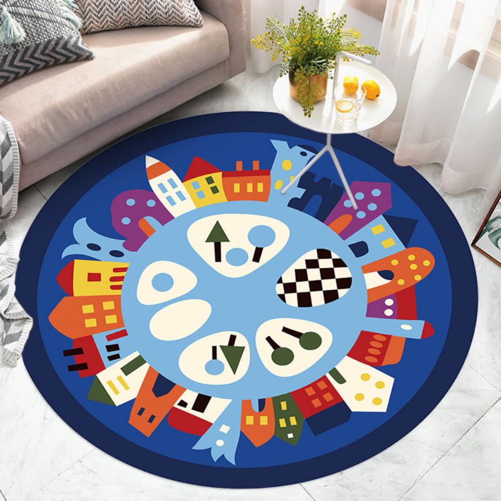 سجادة دائرية بألوان قوس قزح مع - مراجعة Abc Kids Early Education وسعره