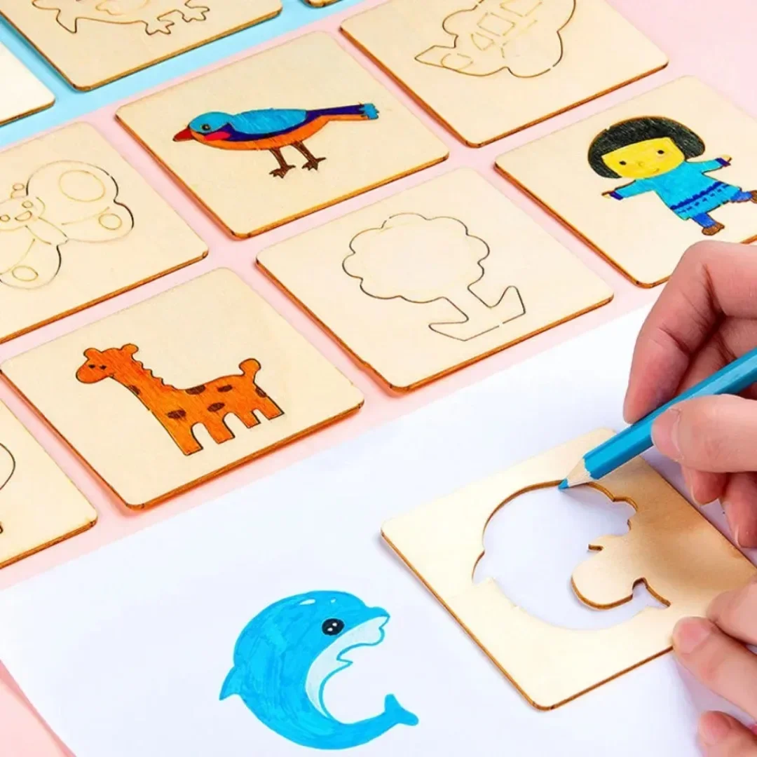 20 قطعة من استنسل الرسم الخشبي - مراجعة Kids Education Template وسعره