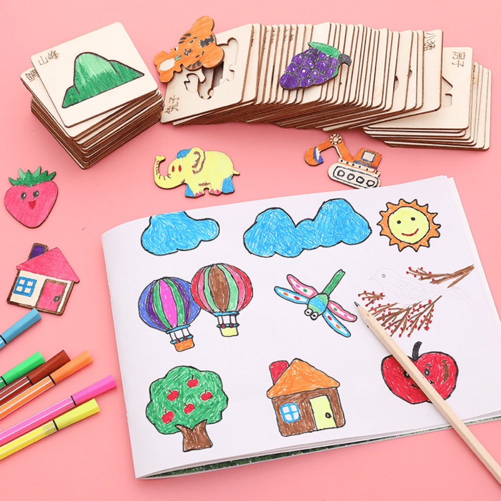 20 قطعة ألعاب رسم للأطفال خشبي - مراجعة Kids Education Template وسعره