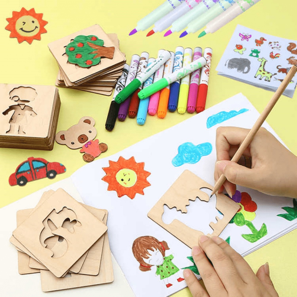 20 قطعة ألعاب رسم للأطفال خشبي - مراجعة Kids Education Template وسعره